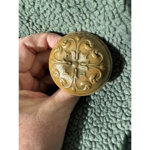 Antique Victorian Ornate Brass Doorknob Scroll Leaf  Architectural Salvage VTG
